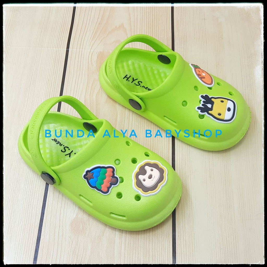 Sendal Anak Karet Umur 2 3 4 5 Tahun Karet Elastis HIJAU - Sepatu Sandal Anak Cowok Elastis Motif Lucu Karet Anti Licin Size 26 - 35 Sepatu Sandal Anak Karet Sendal Anak Elastis Green