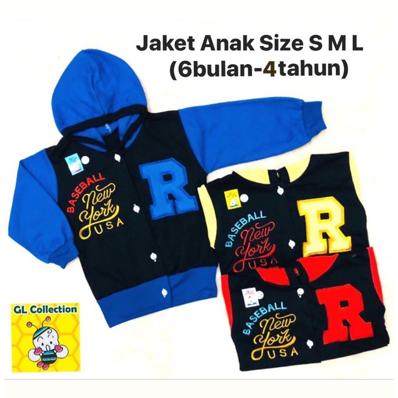 Jaket Kaos Hoodie Anak Bordir Size S M L XL All Size 6 Bulan - 6 Tahun