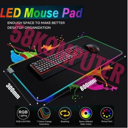 Mose Pad Led Gaming Rgb Xl Lampu Led Usb 300 X 800 X 4 Mm