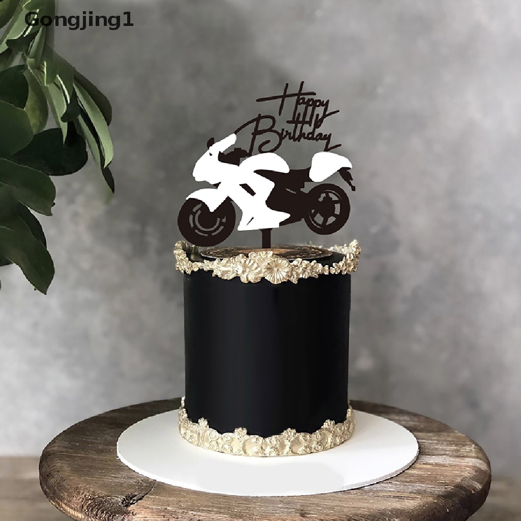 Gongjing1 Topper Kue Bentuk Motor / Mobil Bahan Akrilik Untuk Dekorasi Kue Ulang Tahun