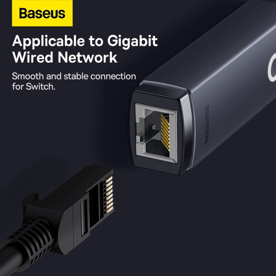 BASEUS ETHERNET ADAPTER USB TYPE-C LAN CARD ADAPTER TO RJ45 LAN PORT