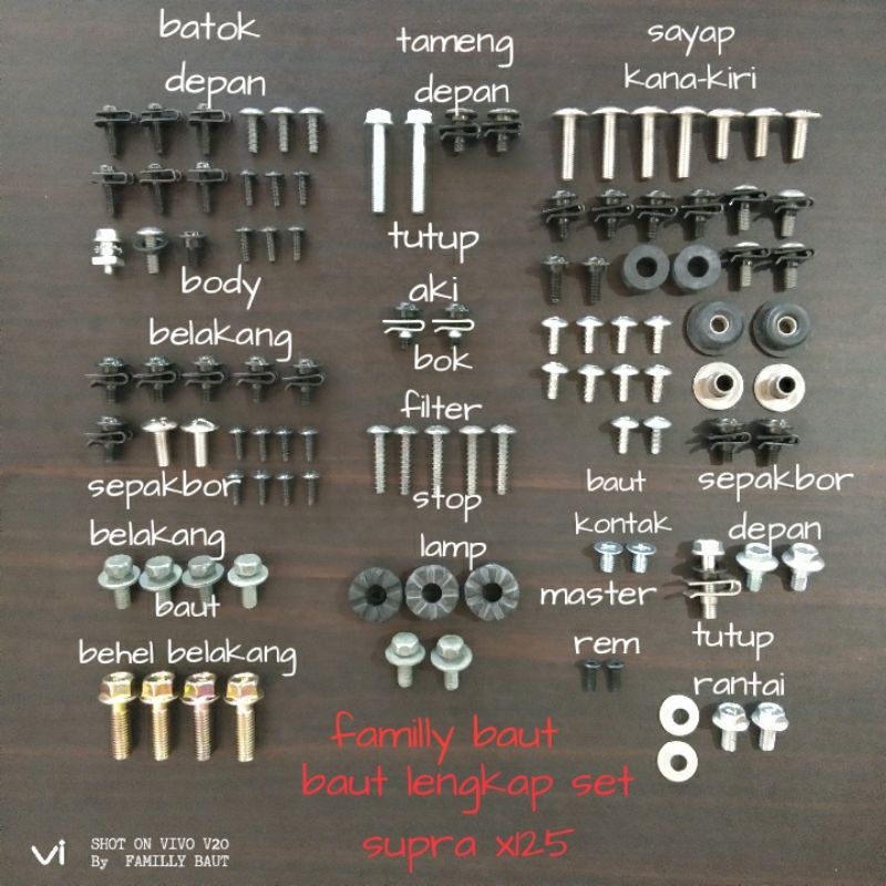 baut lengkap fulset bodi supra x 125 lama/baut full body supra 125 old