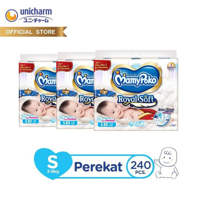 MamyPoko Popok Perekat Extra Soft - S 80 - Karton Isi 3