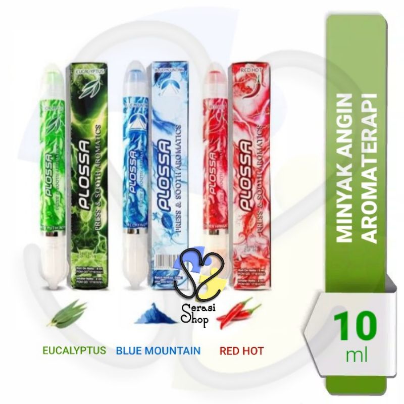 Plossa plosa 10 ml minyak angin inhaler eucalyptus / blue mountain / red hot