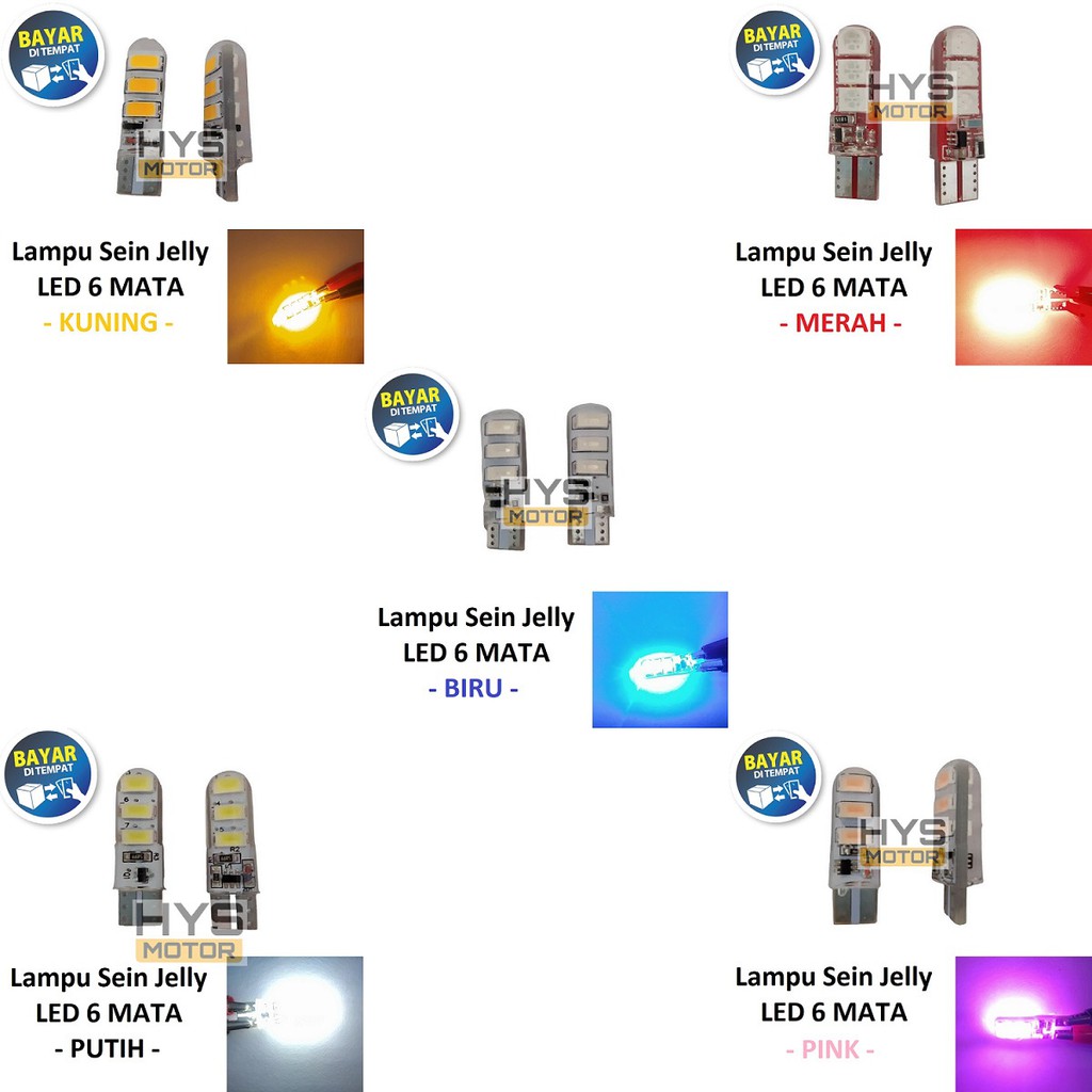 Lampu Senja Sein Jelly T10 6 LED Sepasang Universal Sepeda Motor dan Mobil Kedip Otomatis