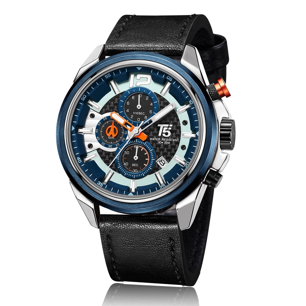 JAM TANGAN PRIA T5 H 3704G STRAP KULIT/JAM TANGAN PRIA T5 H 3704G LEATHER STRAP/T5 H 3704G ORIGINAL FITUR CHRONOGRAPH STOPWATCH TANGGAL/ JAM TANGAN BEST SELLER T5NH 3704G WATER RESISTANT 3 ATM