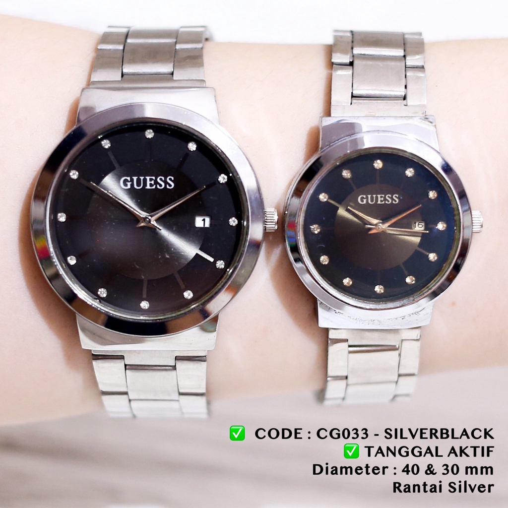 Jam tangan couple tanggal aktif guess rantai stainless grosir termurah CG030