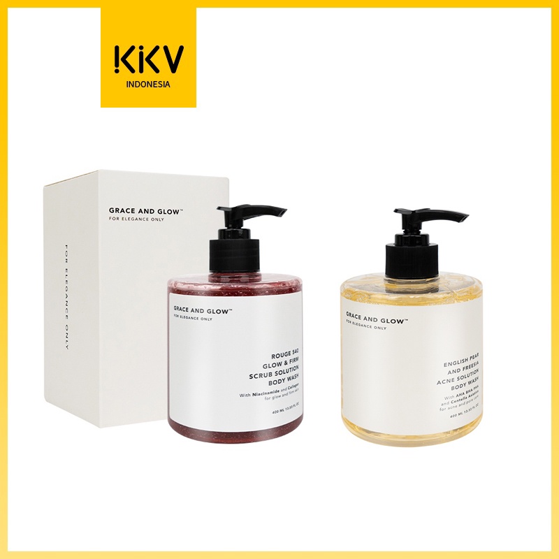 KKV - Grace and Glow English Pear &amp; Freesia Acne Solution | Rouge 540 Glow &amp; Firm Scrub Solution Body Wash 400ml