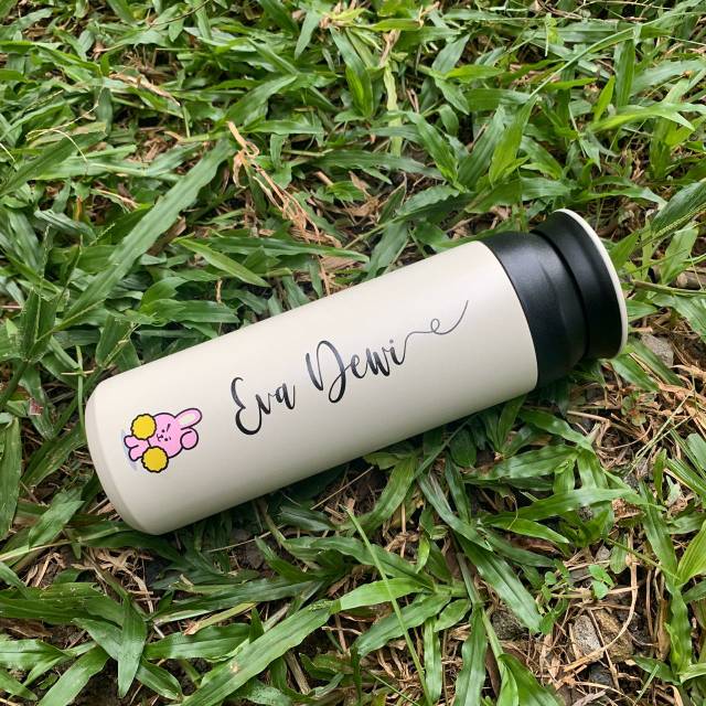 Travel tumbler birthday gift botol minum bt21 custom request nama kasih nama japanese style kado ultah