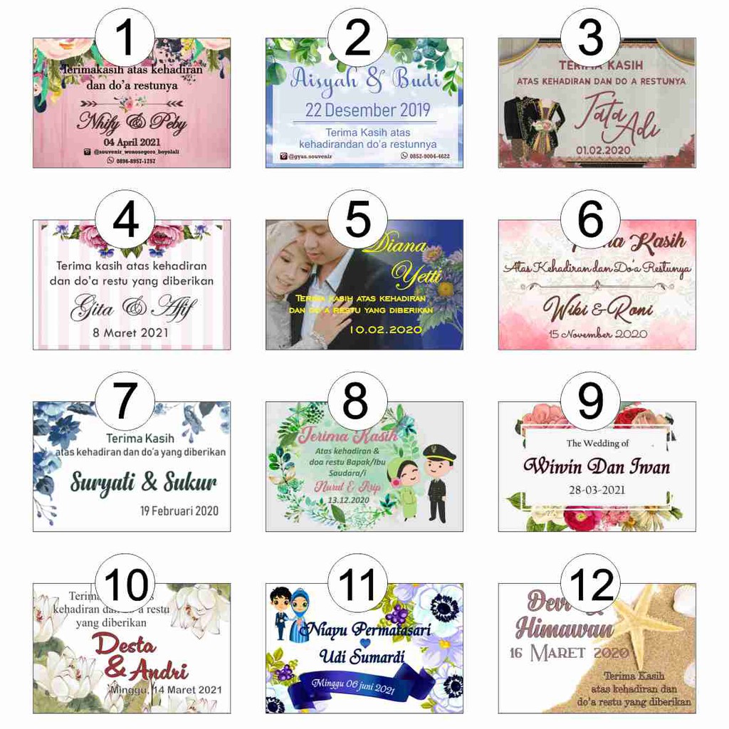 Kartu Ucapan Terima Kasih / Kartu Souvenir / Thank You Card / Wedding Card / Kupon Souvenir
