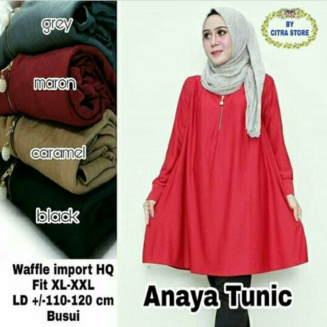 Blouse Jumbo Polos Busui Waffle Anaya / Blus Tunik Big Size XXL Cewek Murah