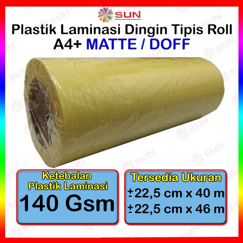 Plastik Laminasi Dingin Tipis Roll A4+ / A3 140 micron - Motif GLOSSY, DOFF MATTE ( Sticker Bening T