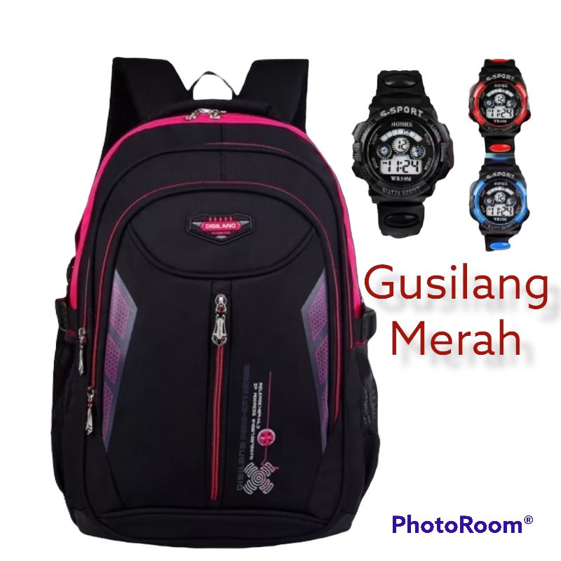 Tas Ransel anak SD PL01 Ransel anak Sekolah laki-laki Bonus Jam Tangan