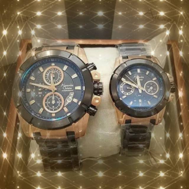 ALEXANDRE CHRISTIE AC 6226 BLCK ROSEGOLD HARGA COUPLE