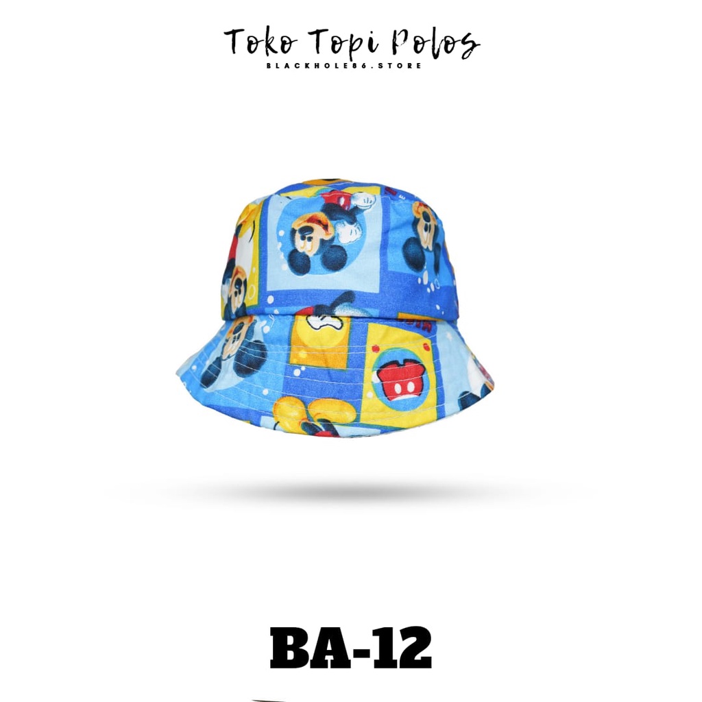 Topi Bucket Anak Bolak Balik Motif Karakter / Topi Anak Karakter 3-8 Tahun / Bucket Anak Lucu