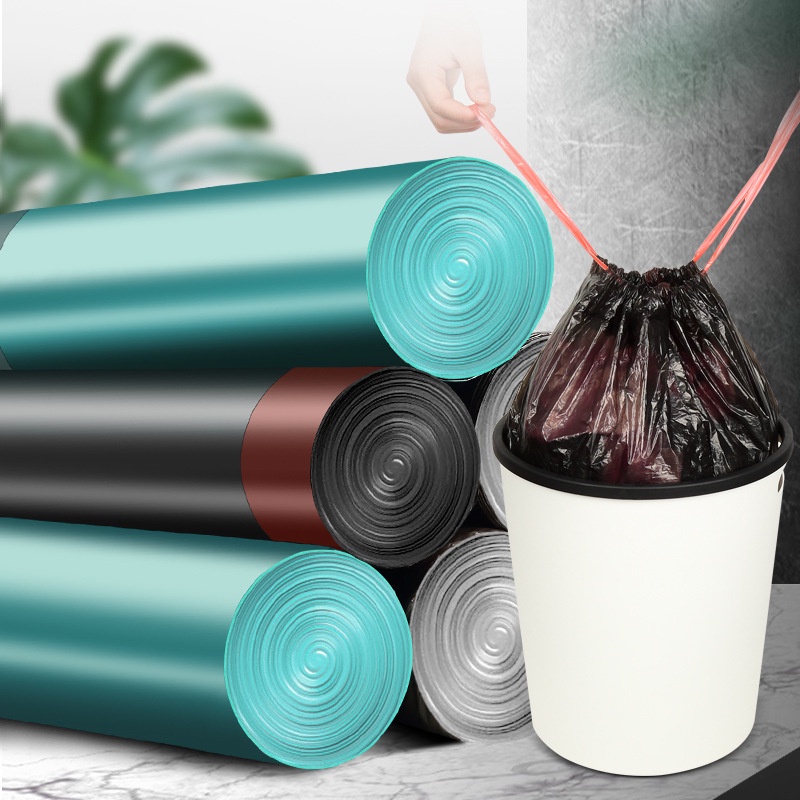 Kantong Plastik Sampah Roll Gulungan Dengan Tali Warna Warni Kantong Sampah Rumah Tangga Kantong Plastik