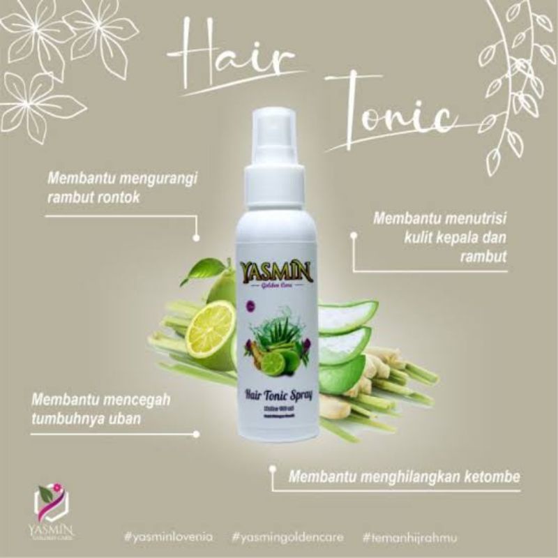 Hair Tonic Spray Herbal Yasmin 100ml - Mengurangi Rambut Rontok - Menghilangkan Ketombe - Mencegah Tumbuh Uban