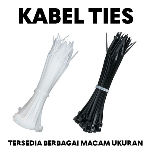 Kabel Ties Hitam Putih ukuran 100 150 200 250 300 mm isi 100pcs