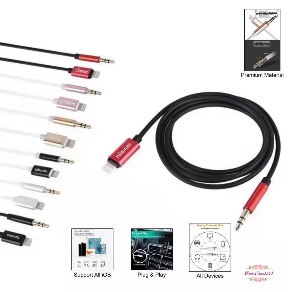 DIINAMI kabel iphone Lightning to aux 3.5mm   ,Type C To Jack 3.5MM Premium Nylon kabel Audio BC7859