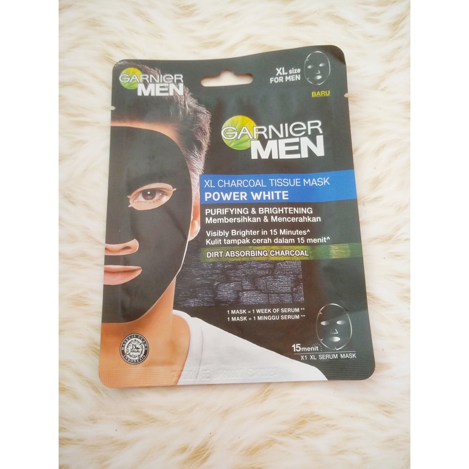 Garnier Men XL Charcoal Tissue Mask Power White Masker Pria