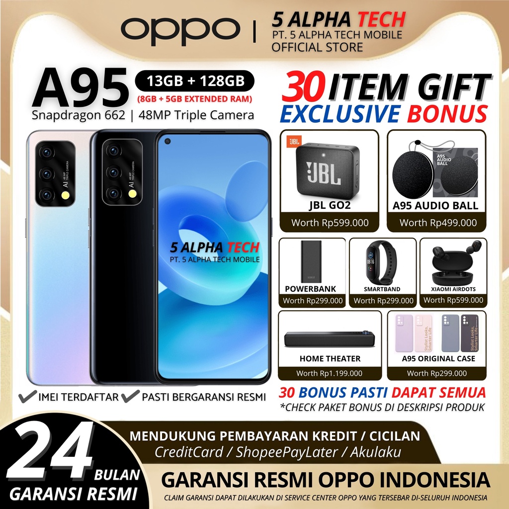 OPPO A95 RAM 13/128GB ( 8GB + 5GB EXTEDED RAM ) GARANSI RESMI