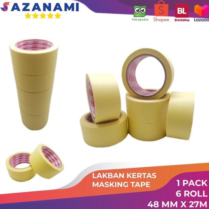 

Lakban Kertas Masking Tape 2" 48mm x 27m Sazanami Tape isolasi kertas