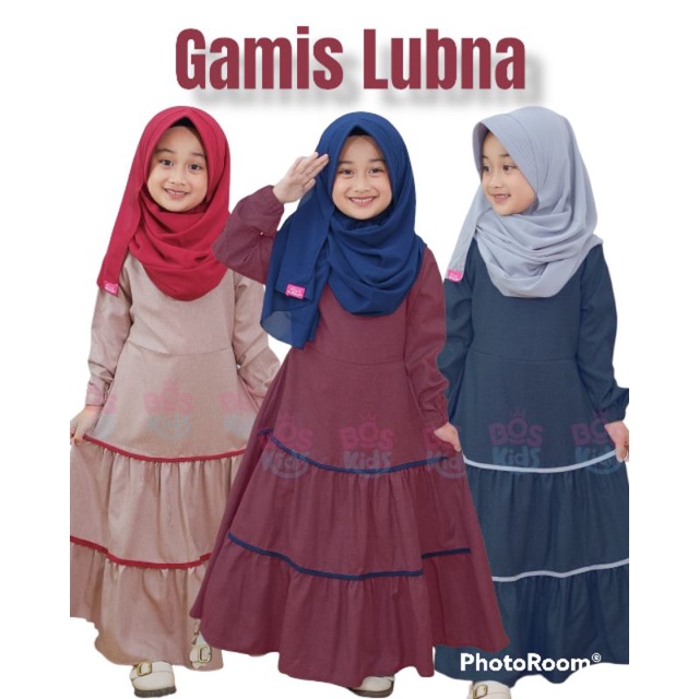 Gamis Anak Perempuan Muslim Syar'i Lubna Series usia 3-8th