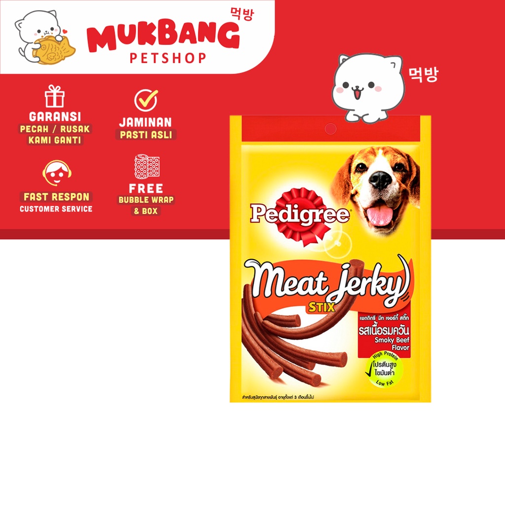 Pedigree Jerky Stick Strap Snack Anjing Cemilan Camilan Anjing Dendeng Kering Stik Pedigree Meat Jerky Strap Stix Smoke Beef