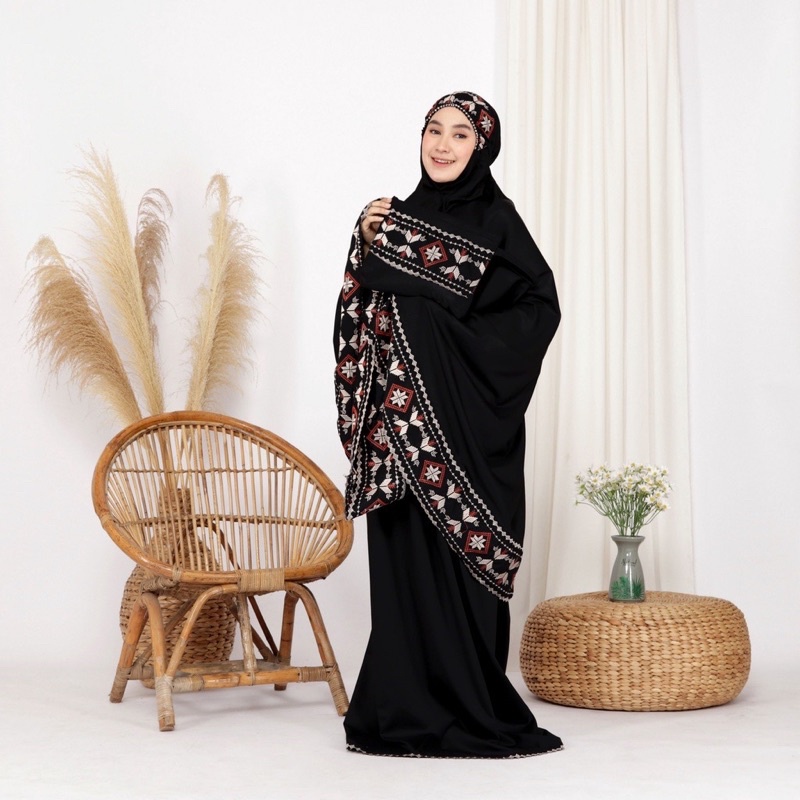 PRIMA MODE - Mukena Azura Series Flowly | Mukena Katun 2in1 Traveling Pouch Motif | Mukena Motif Mewah Lasercut Mukena Terbaru