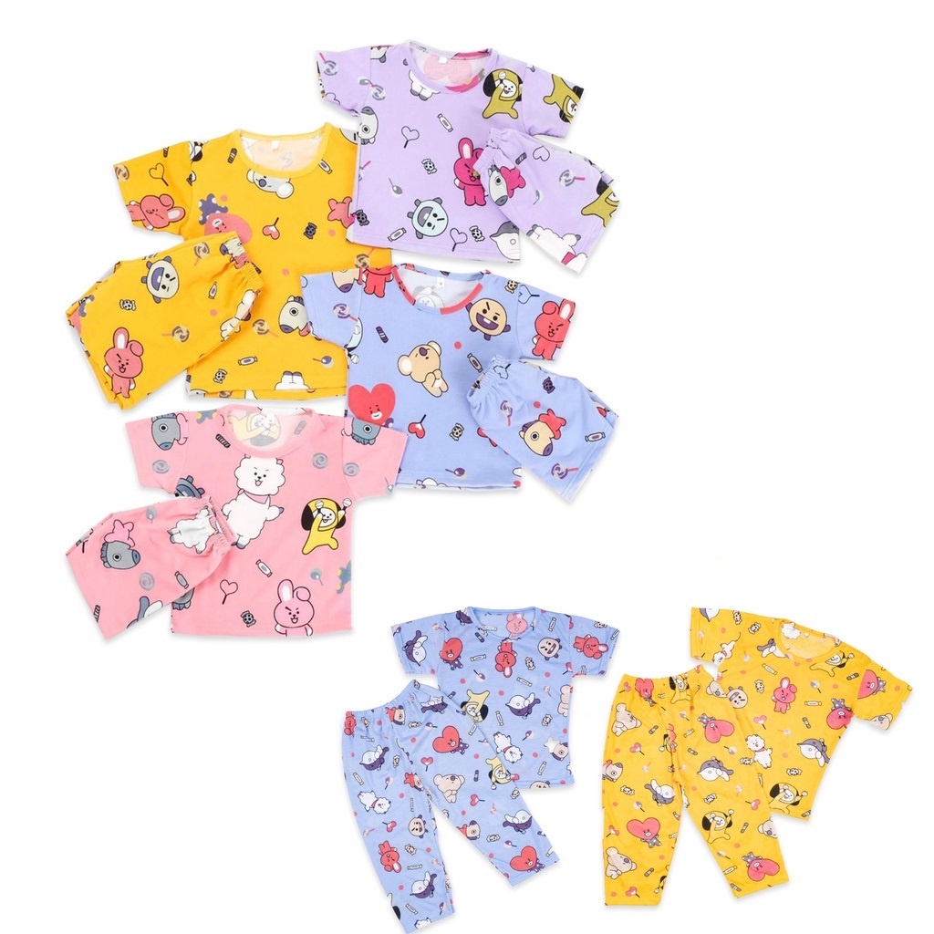 ZASKIYA - Set Anak / Setelan Baju Celana Pendek &amp; Panjang / Kaos Anak Motif Karakter