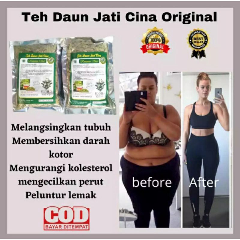 Teh Pelangsing/ Teh Penurun Berat Badan /Obat Herbal Alami [ Daun Jati Cina ] Peluntur Lemak