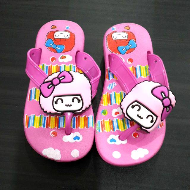  Sandal  Jepit  motif Cewek Kribo rambut kribo anak  perempuan  