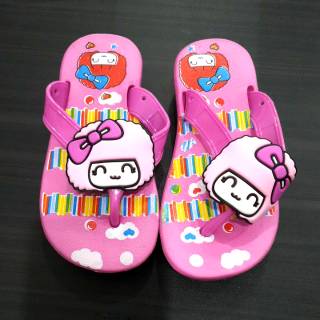 Sandal Jepit  motif Cewek Kribo rambut  kribo anak  perempuan  