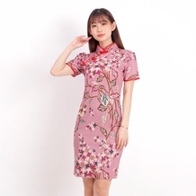 Baju batik wanita - Dress batik fashion cheongsam 032-PINK