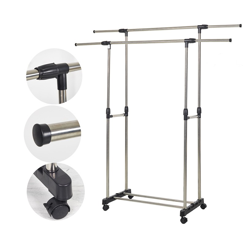 Double Stand Hanger / Gantungan Portable / Rak Serbaguna / Gantungan Handuk Seprei Baju Berdiri