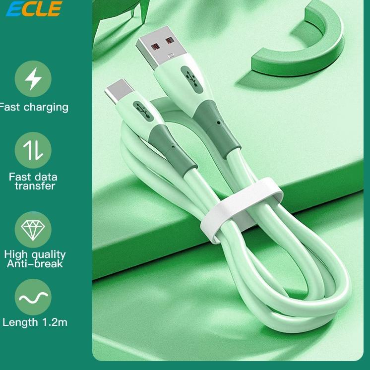 (NEW) ECLE Data Cable Fast Charging Kabel Data Type-C 5V 2.4A Silica Gel Data line 1.2m Blue "Lqs31a