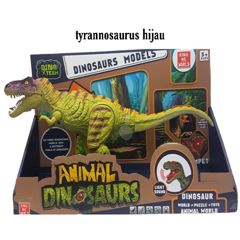 Mainan Anak Dinosaurus Tyrannosaurus T-rex Carnotosaurus Velociraptor Bunyi Lampu