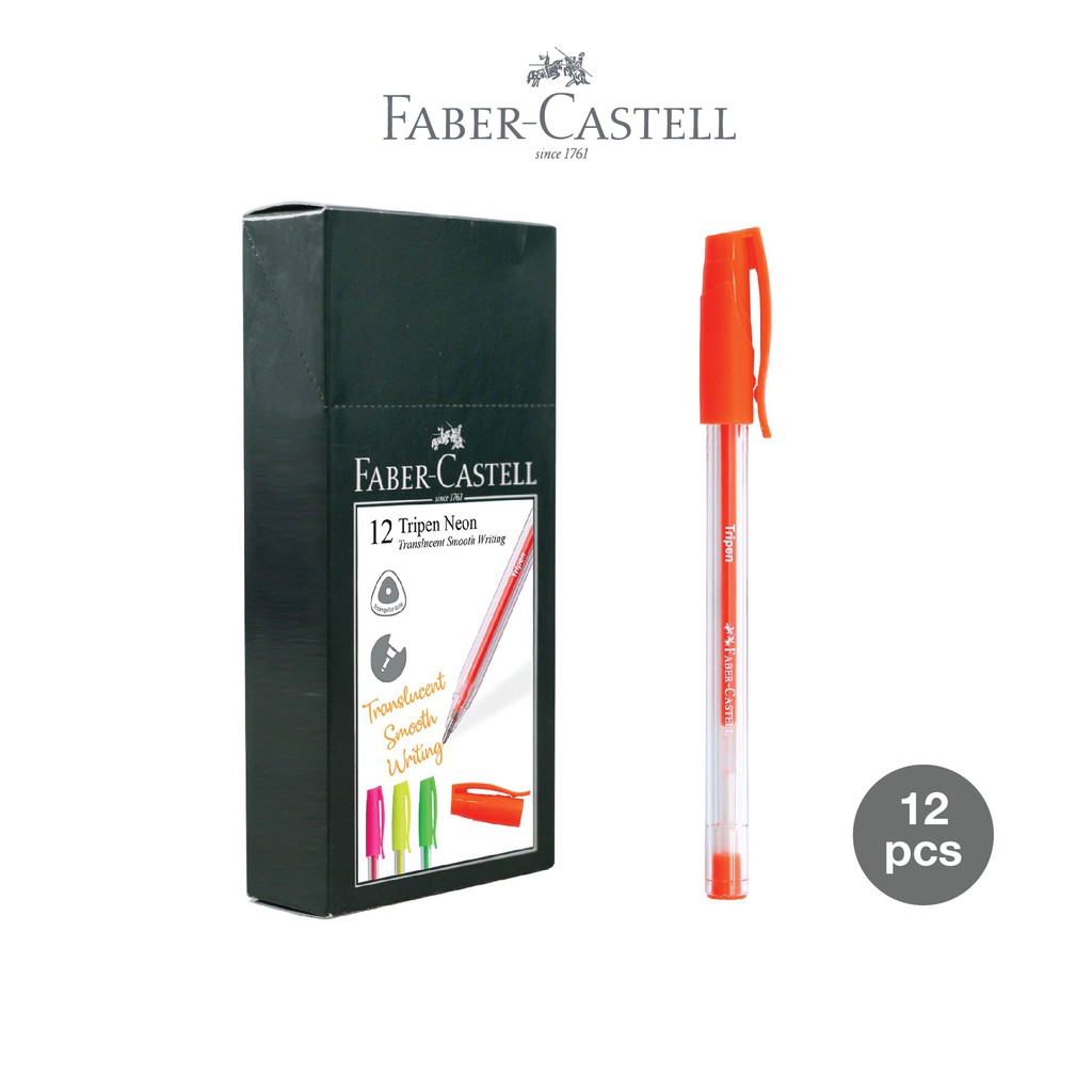 Faber-Castell Ballpoint Tripen Neon Orange Ink Box 12