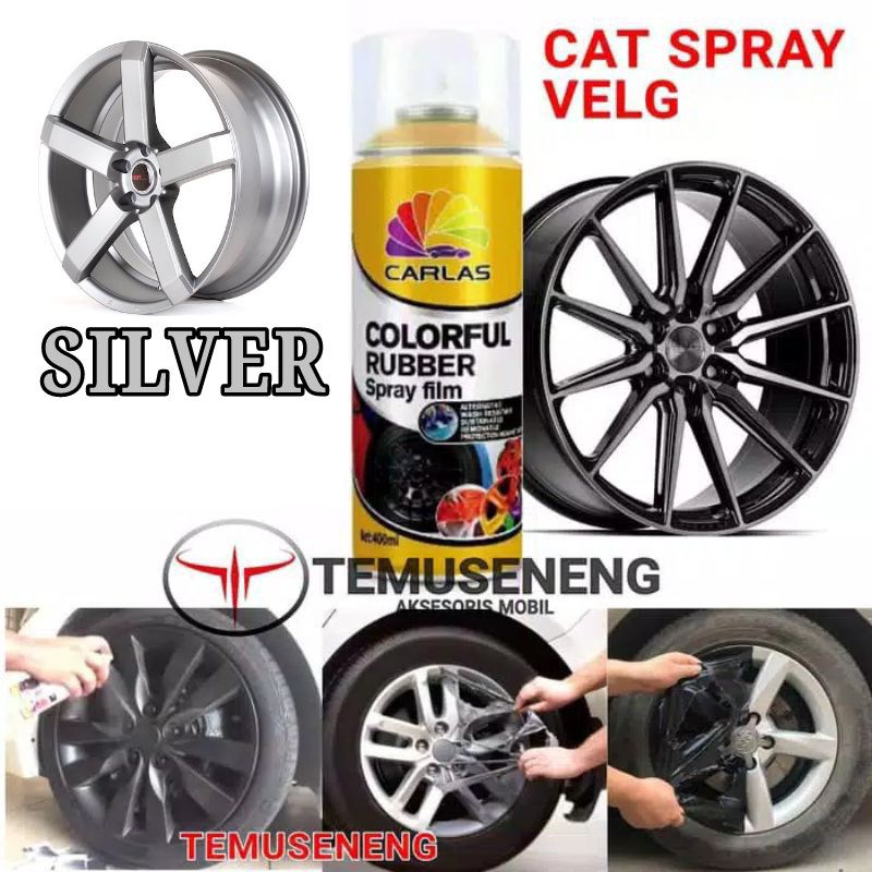 [ Khusus Pulau Jawa] C108 Cat Pilok Silver Perak Velg Body Carlas Rubber Spray 400 Ml Cat Karet Spray Mobil Motor Sepeda