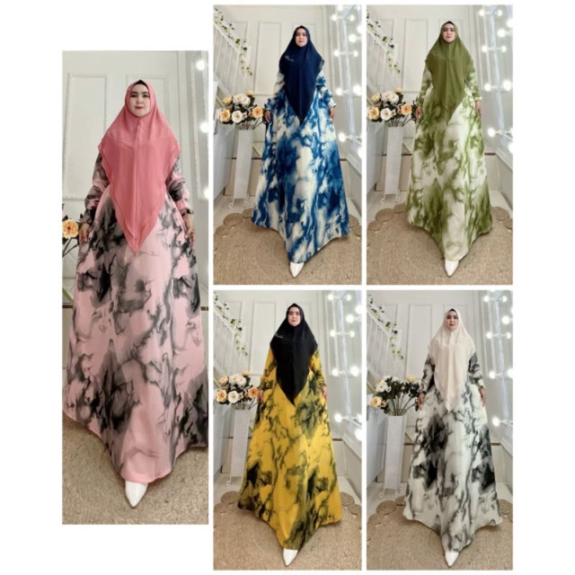 READY‼️Set Gamis 145cm+Hijab by Azzahra Syar'i