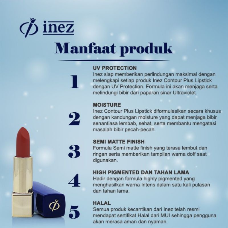 Inez Color Contour Plus Lipstick moisture matte lipstik padat