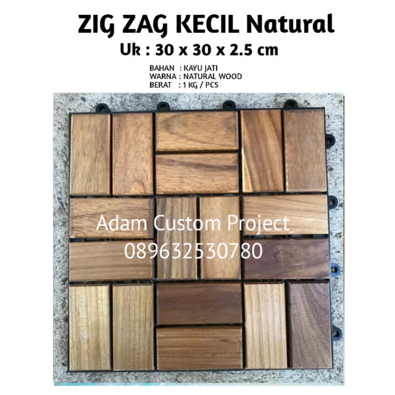 Decking Tile Parket Lantai Kayu Jati Natural 30 x 30 x 2.5 cm