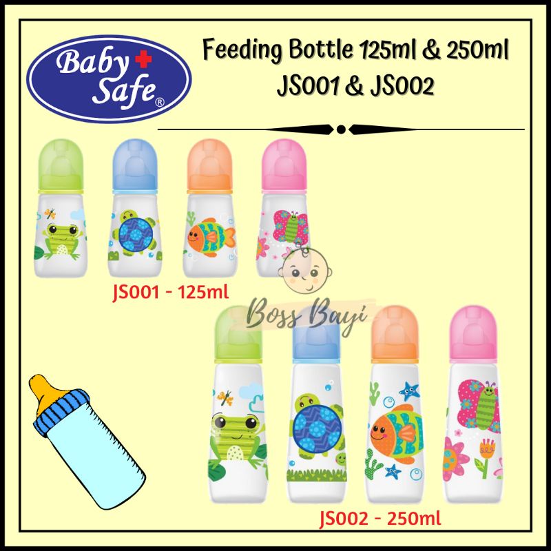 BABY SAFE Feeding Bottle Botol Susu Dot Bayi Anak 125ml dam 250ml JS001 JS002