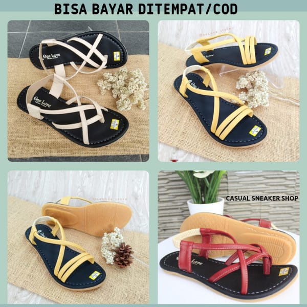 Sandal Wanita Slip On Original One Love Kulit Prremium Sandal Kekinian Cewek Remaja Model Tali Anti 