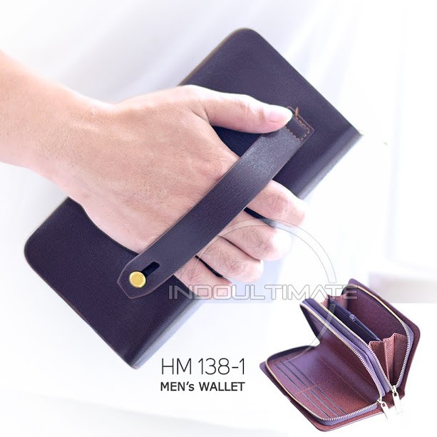 Dompet Pria HM-138-1 - Brown / Dompet Cowok Kartu ATM Panjang Lipat Kulit Import Murah