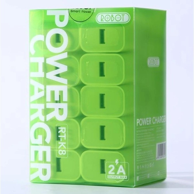 TRAVEL ADAPTER ROBOT RT-K8 1 BOX TRANSPARAN ISI 10PCS GARANSI RESMI ORIGINAL - GA