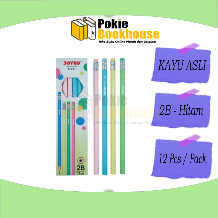 

Pensil Tulis 2B + Penghapus JOYKO P-121 Warna Pastel Fancy Lucu