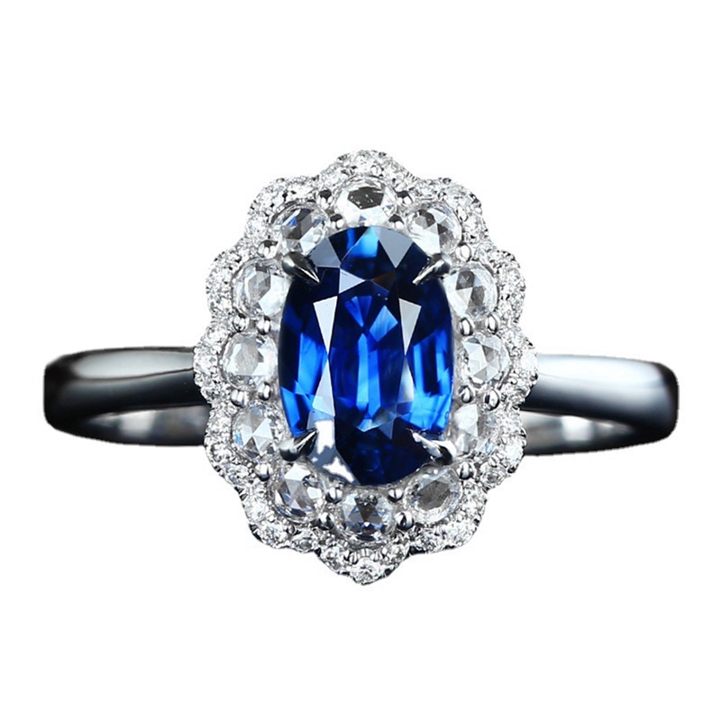 Fancyqube Cincin Zircon Biru Kerajaan Model Transparan Untuk Perhiasan Wanita