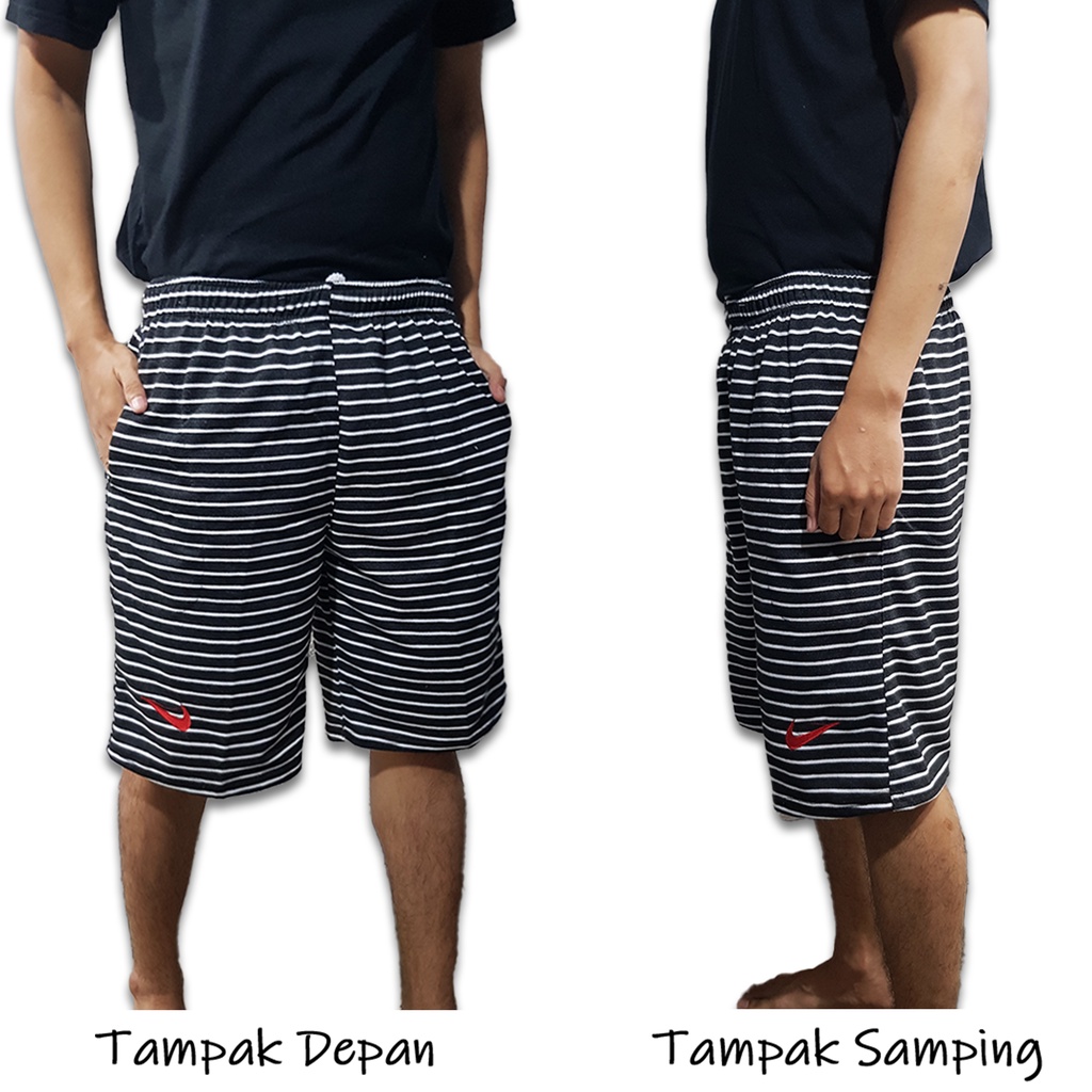 Celana Pendek Kolor Pria Boxer Santai Motif  Salur Bahan Baby Terry Ukuran All Size Dewasa  -62-NK.LDI