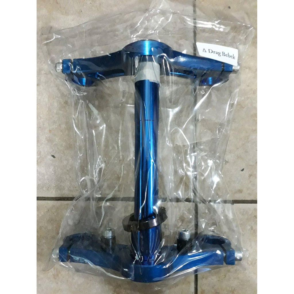 PROMO Triple Clamp Segitiga Drag Atas Bawah Almunium Jupiter Z Mio As 26 BPro Biru Berkualitas